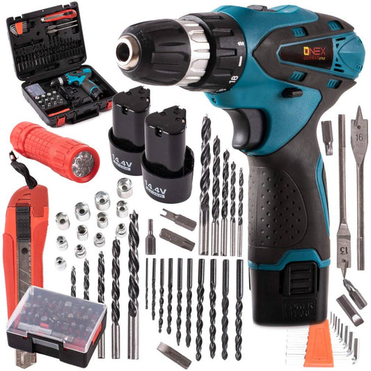 Elektriskais skrūvgriezis - urbjmašīna ar diviem akumulatoriem - 77 elementi komplekts