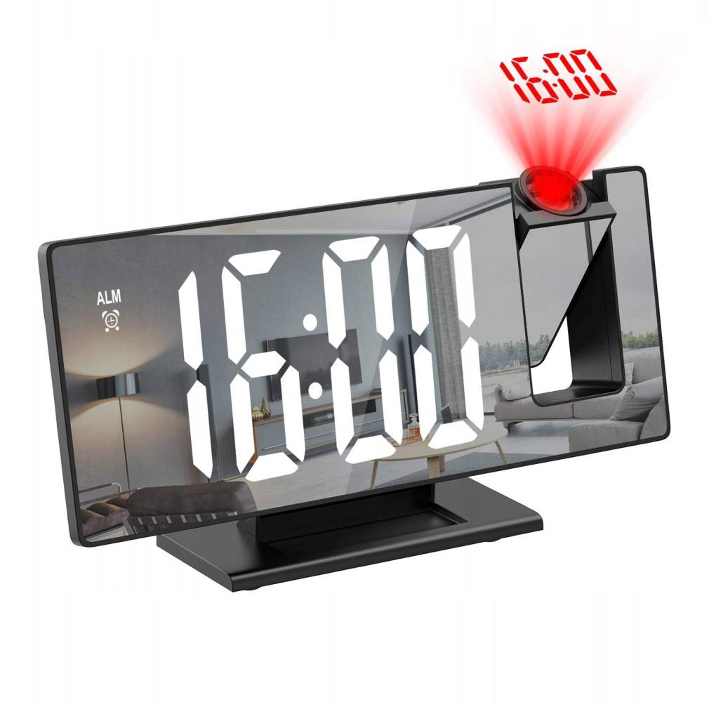 Elektroniskais pulkstenis, modinātājs ar LED projektoru