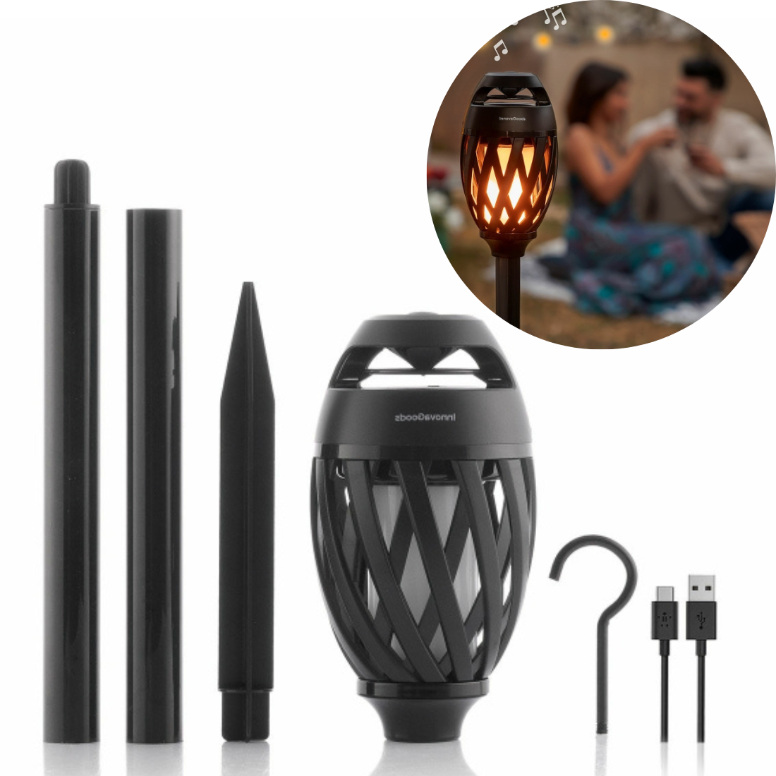 Bezvadu skaļrunis ar LED liesmas efektu