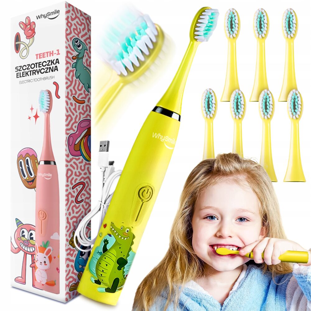 Elektriskā zobu birste bērniem, dzeltena