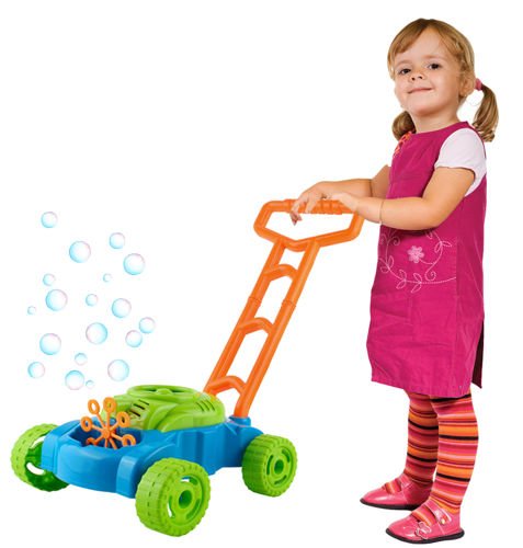 Rotaļu zāles pļāvējs ar burbuļiem