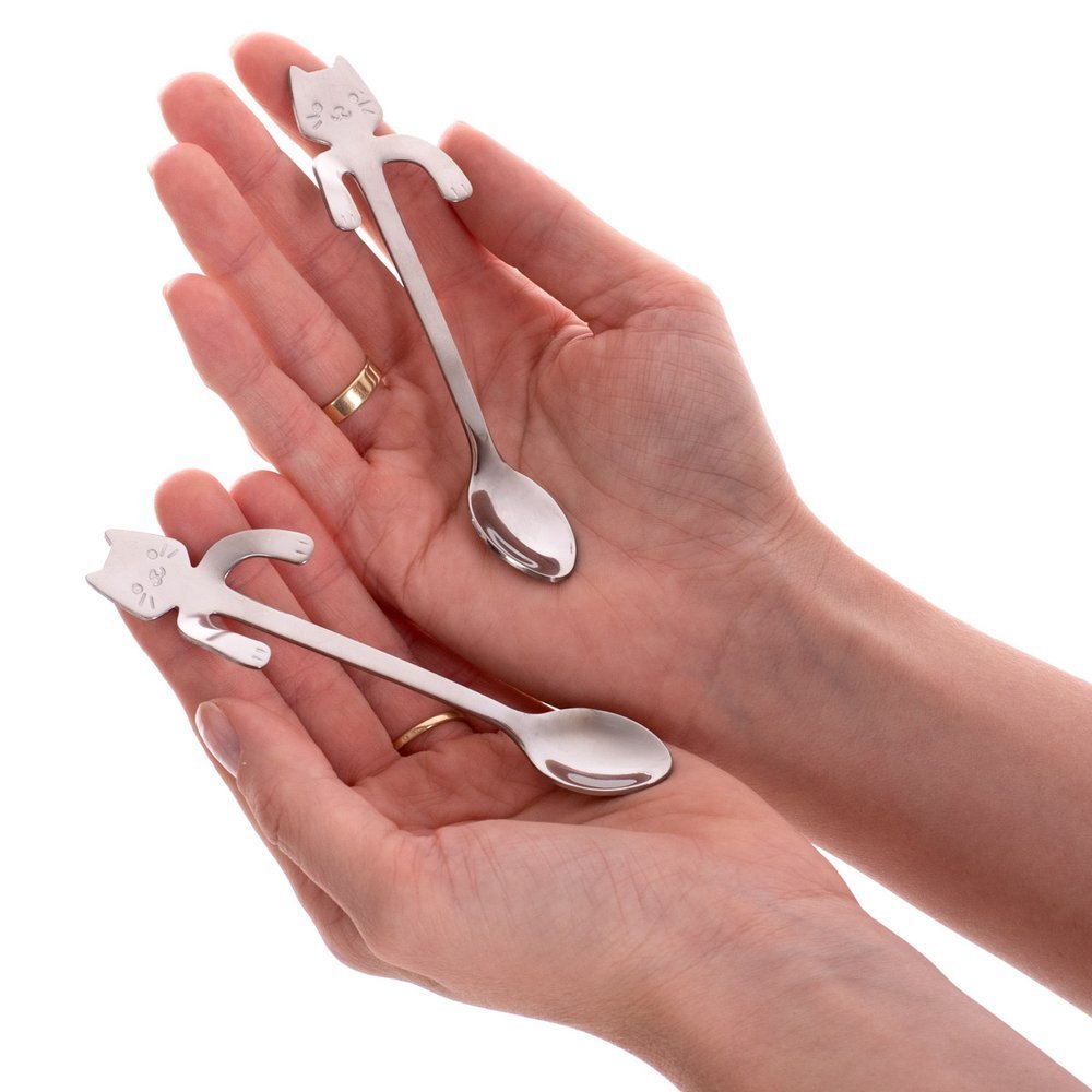 Kaķu tējas karotes 2 gab. SUDRABS