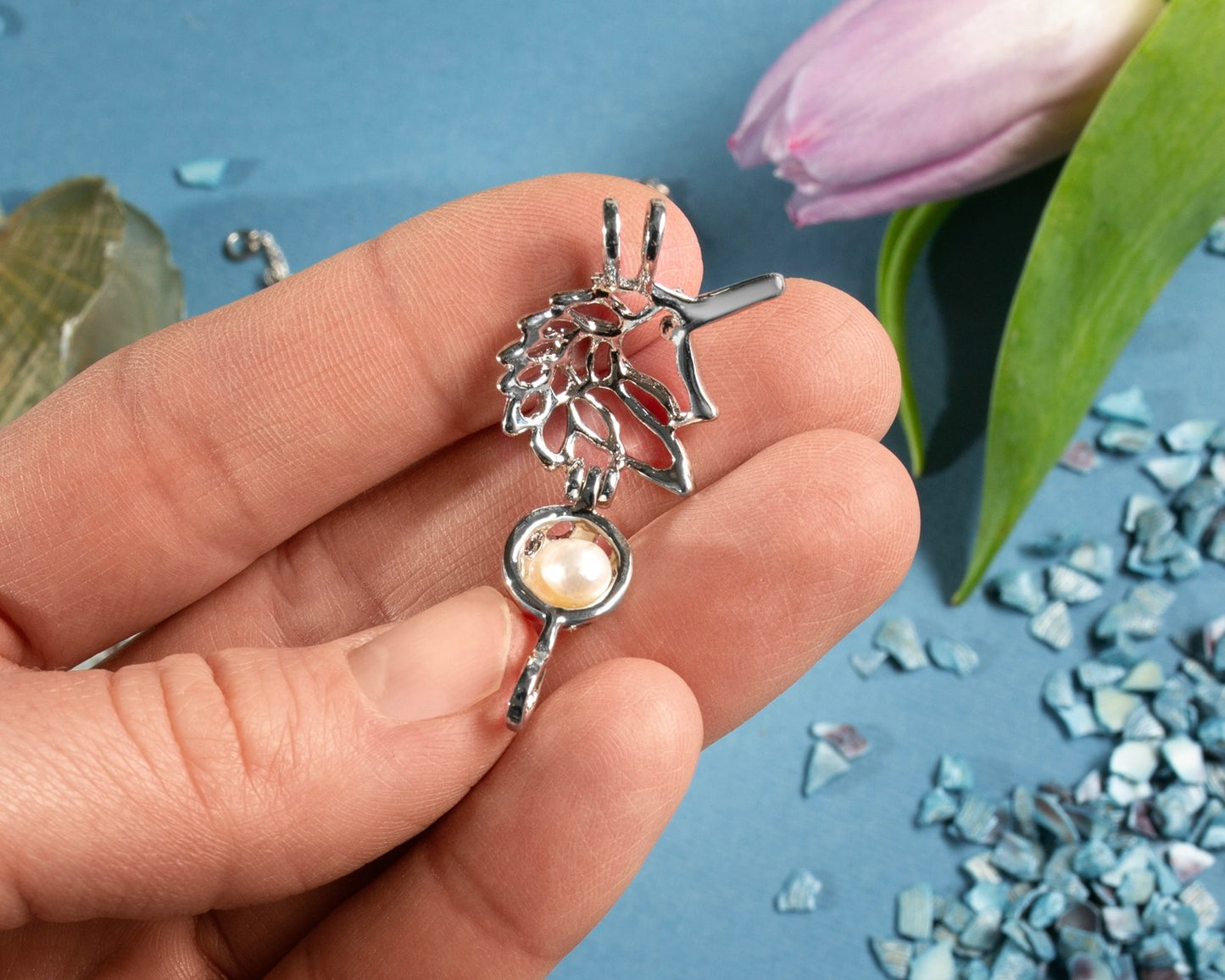 Pērļu kaklarota UNICORN ar 2 pērlēm