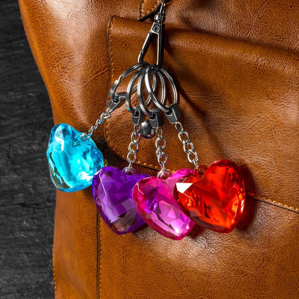 Stikla sirsniņas - 4gab komplekts (sarkans, zils, violets, rozā)