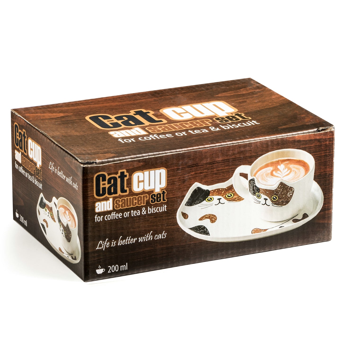 Kaķu krūzīšu un apakštasīšu komplekts