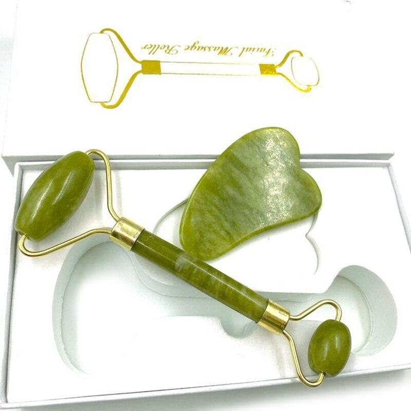 Sejas masieris Nefrīta rullītis, Jade Roller ar Gua Sha zaļā krāsā