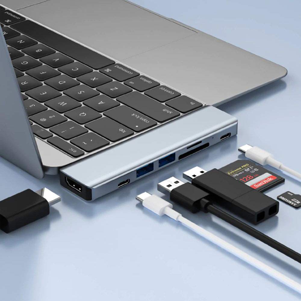 USB adapteris priekš Macbook 8in1 (2x USB 3.0, SD, HDMI, Type-C)