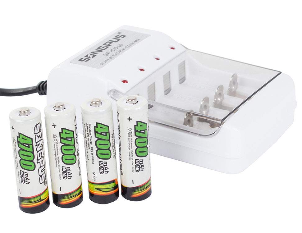 Bateriju lādētājs 4x AA/AAA kontaktligzdai + 4x 4700 mAh akumulātori