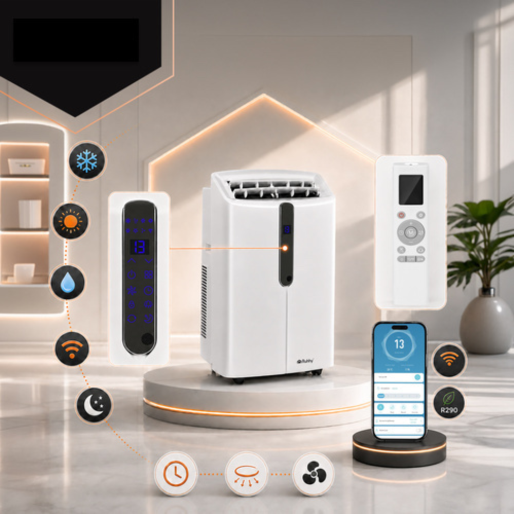 Mobilais kondicionieris 12000 BTU 3.5kW WiFi  4-in-1 ar apsildi un sausināšanu