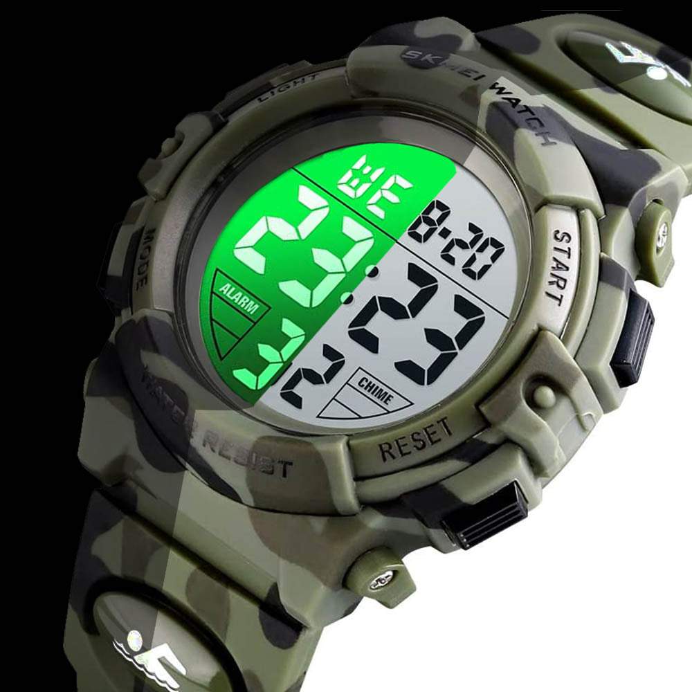 Bērnu kvarca pulkstenis kamuflāža ūdensizturīgs