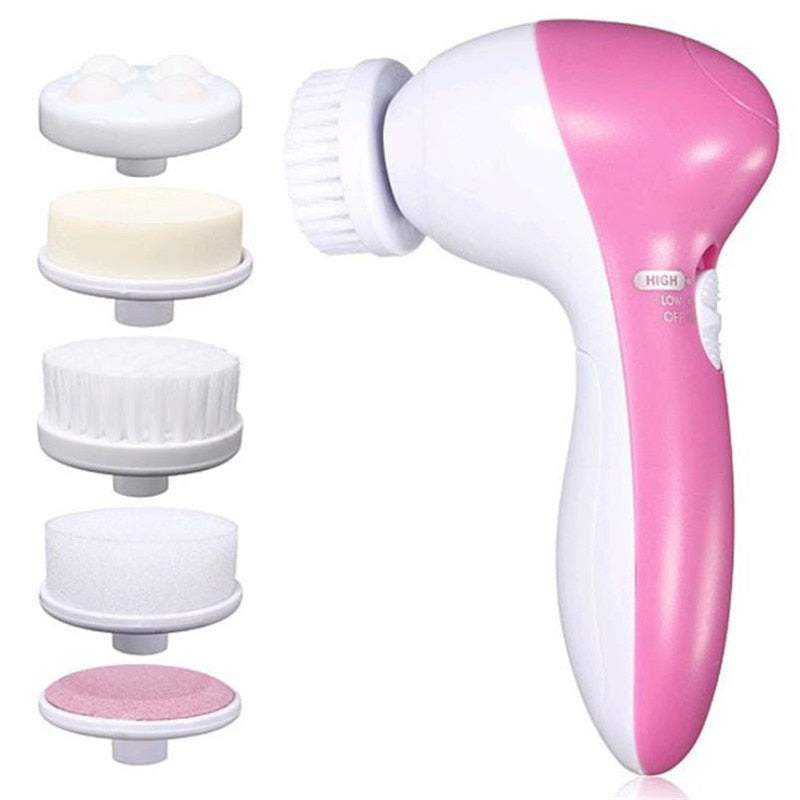 Sejas tīrīšanas birstīte ar rotējošo galvu un maināmiem uzgaļiem