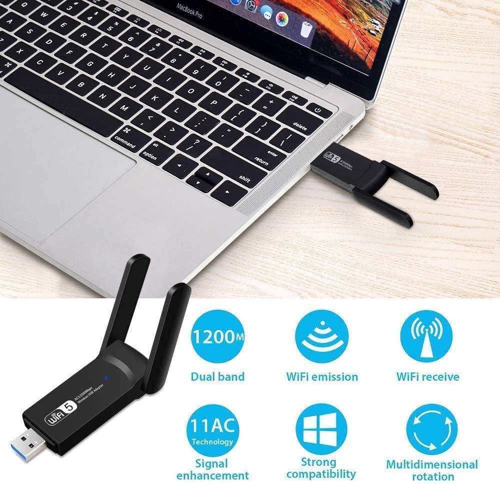USB Wi-Fi adapteris 1200MBps dual wifi tīkla karte