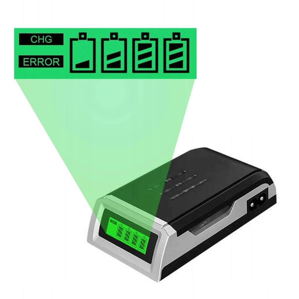 Akumulatoru lādētājs, bateriju uzlādes stacija ar displeju