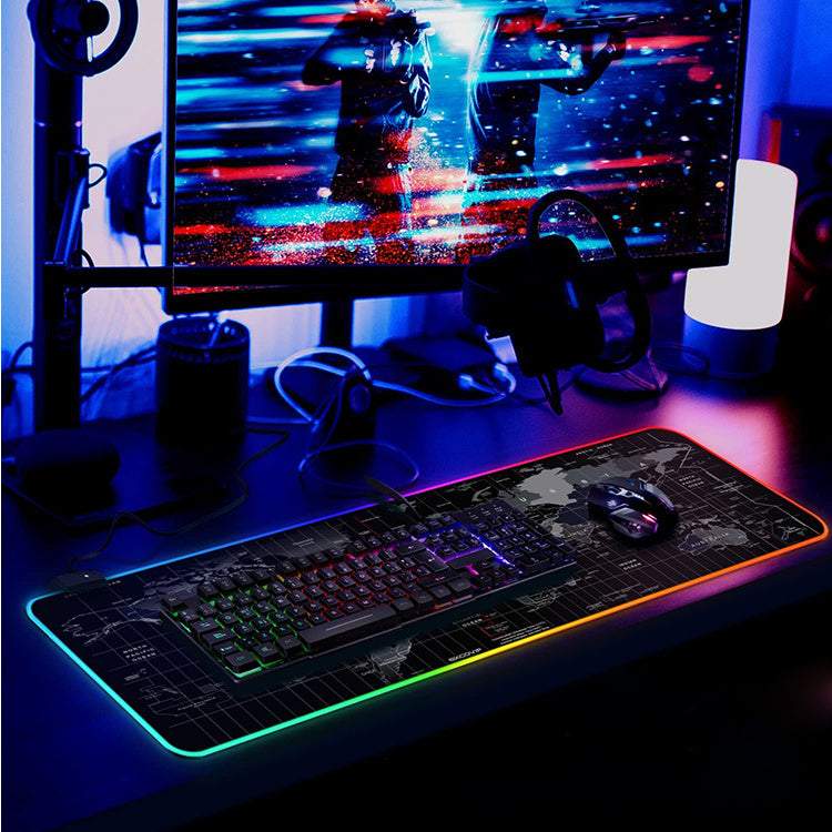 Spēļu peles paliktnis RGB – pasaules karte XXL 90x40cm