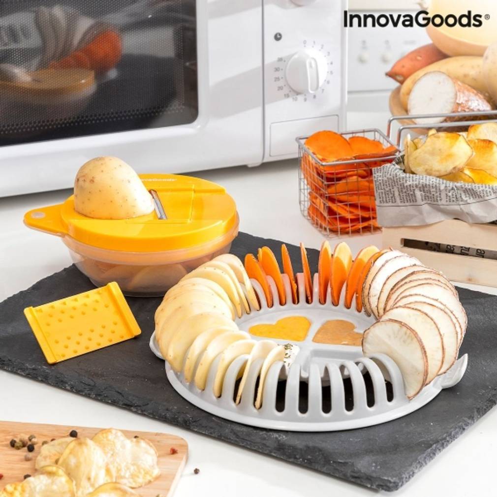 Kartupeļu čipšu pagatavošanas komplekts mikroviļņu krāsnī, griezējs un turētājs