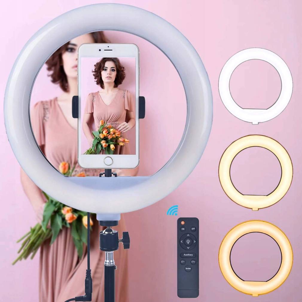 LED lampa - riņķis, 30cm ar 2m statīvu un telefona turētāju