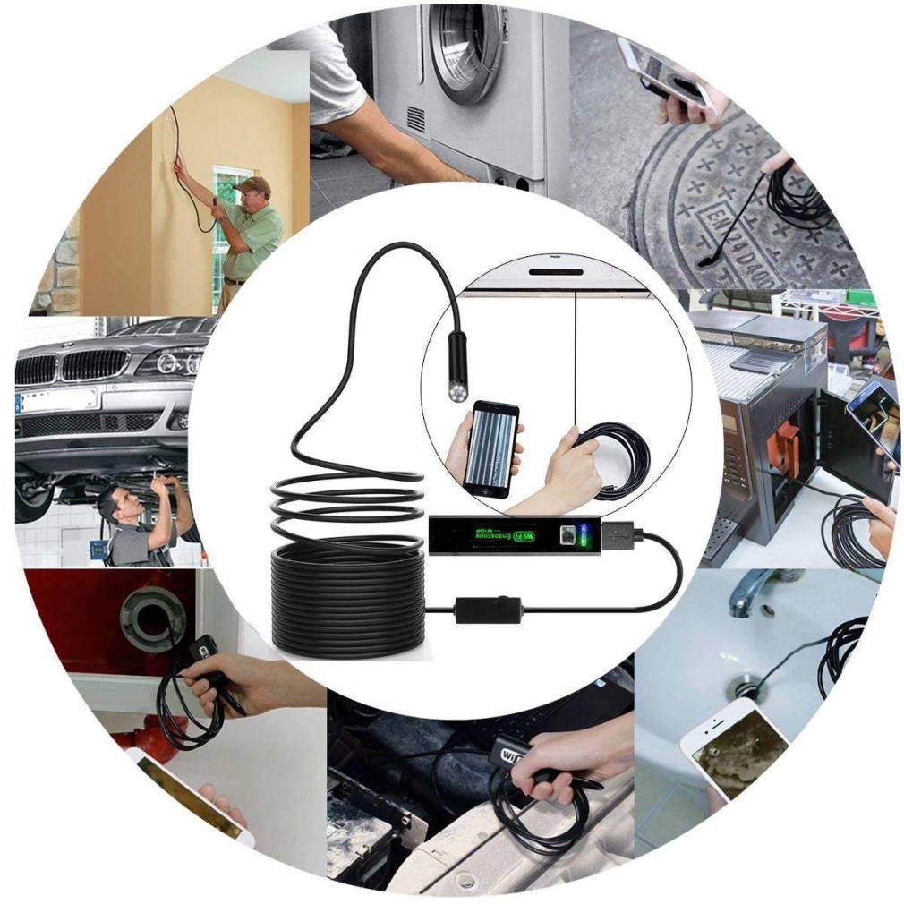 Endoskops Kamera Šaurām Vietām 5m 8mm LED Wi-Fi