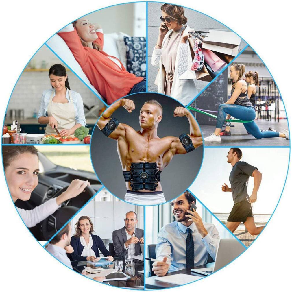 Muskuļu trenažieris EMS elektro-stimulators presei, vēderam, rokām un kājām