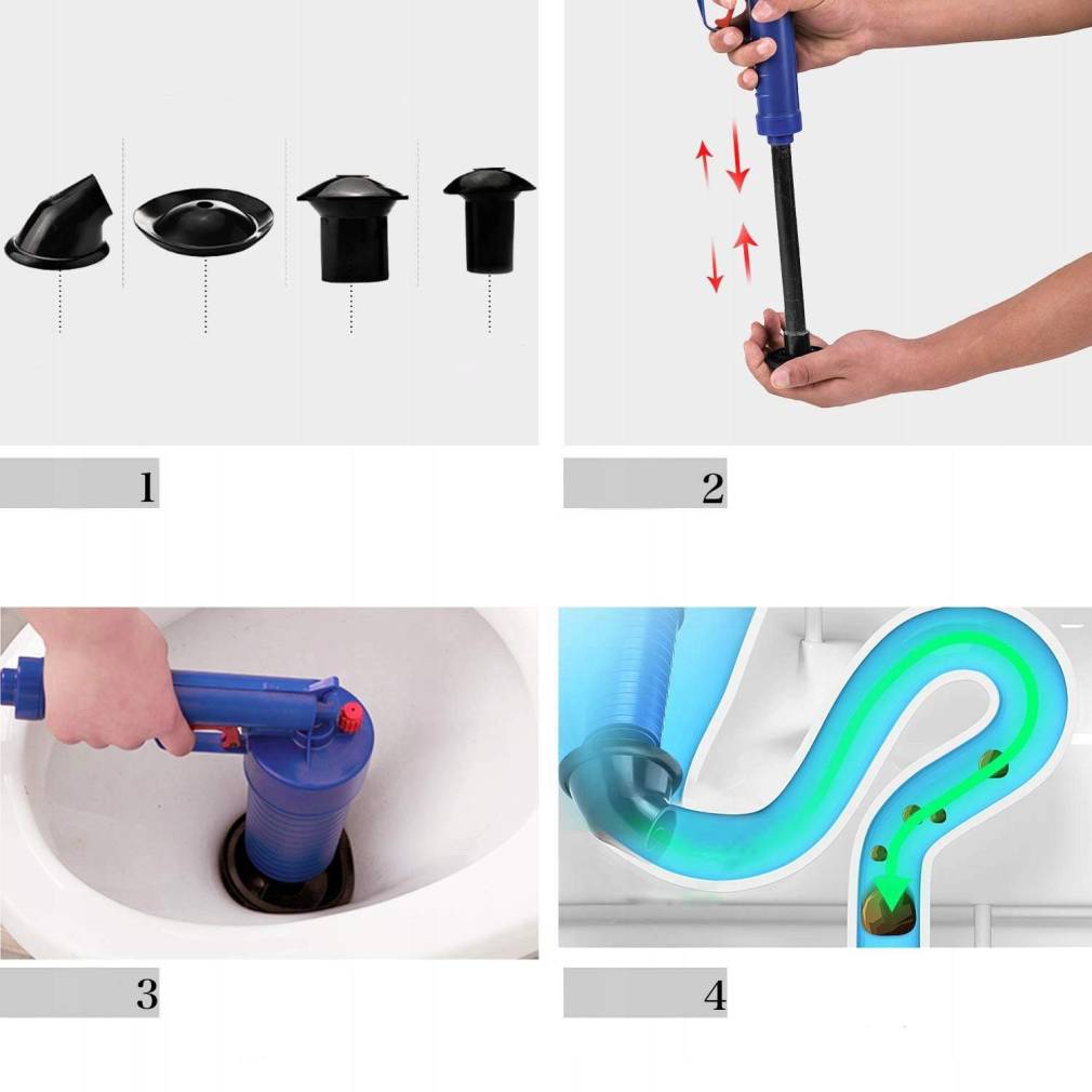 Universālais vakuuma pumpis - saspiestā gaisa pistole aizdambējušos izlietņu, poda atbloķēšanai