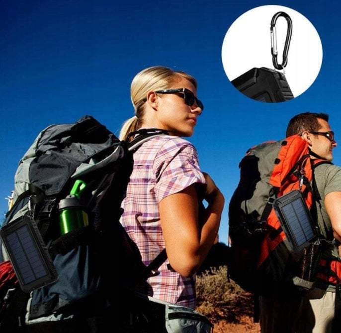 Powerbank ar saules paneli uzlādei un lukturīti