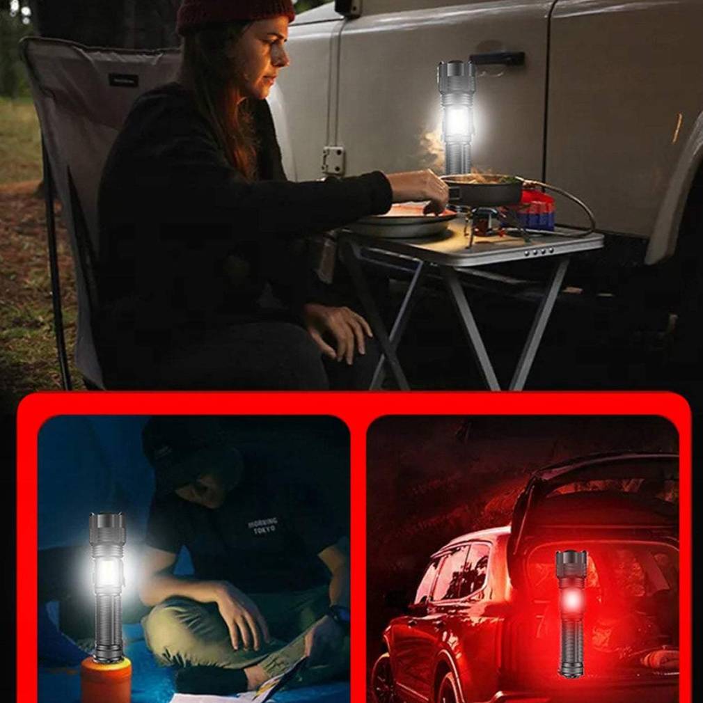 Taktiskais lukturis ar COB balto un sarkano gaismu, 6 dažādi režīmi