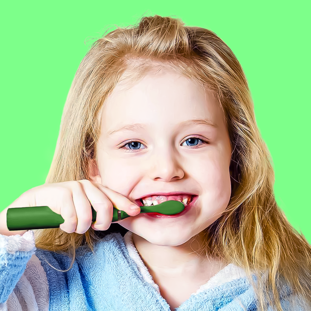 Elektriskā zobu birste bērniem, zaļa