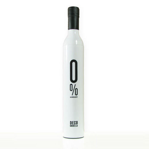 Lietussargs vīna pudeles turētājā, melnā, pelēkā krāsā.