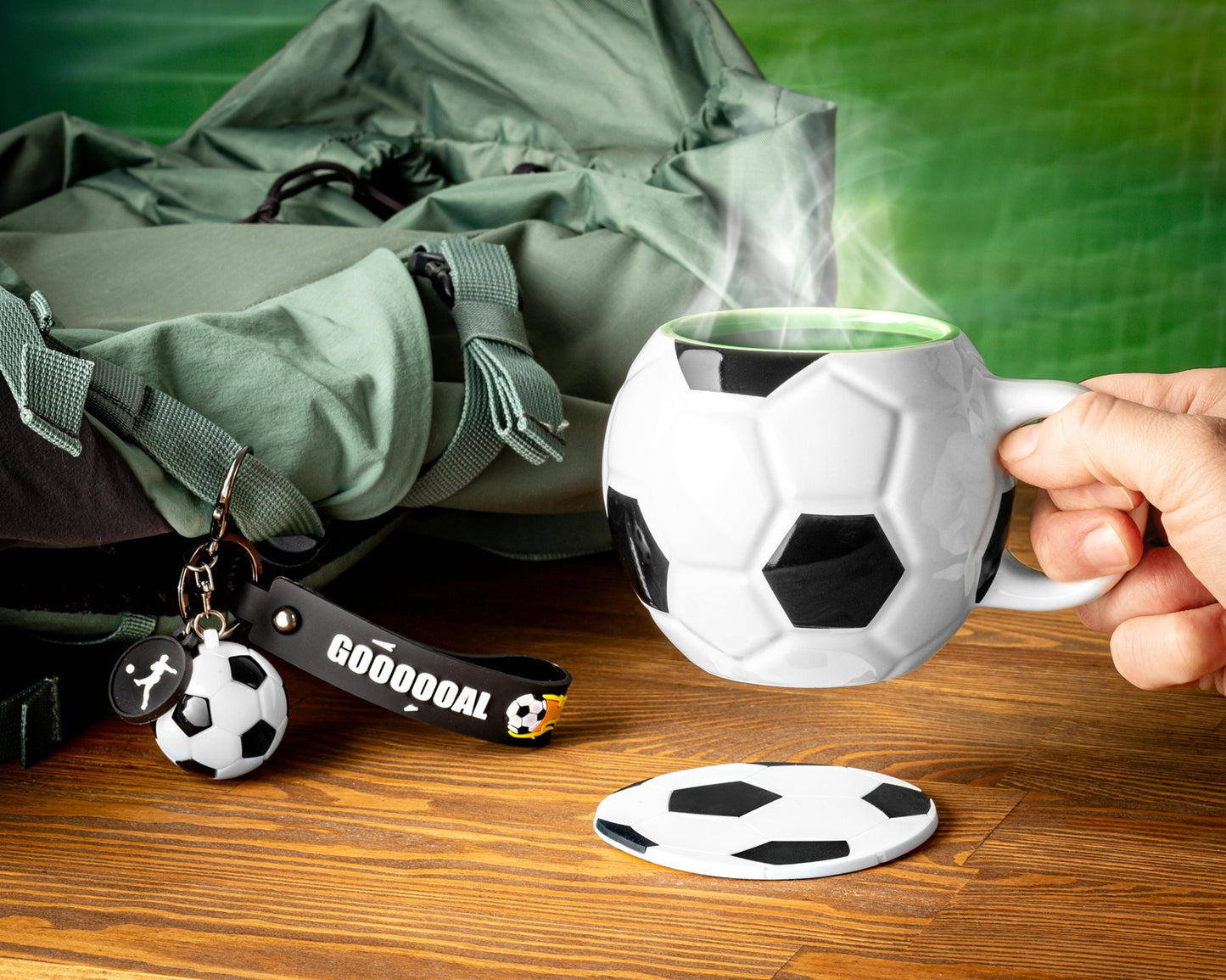 Futbola komplekts - krūze, paliktnis un atslēgu piekariņš