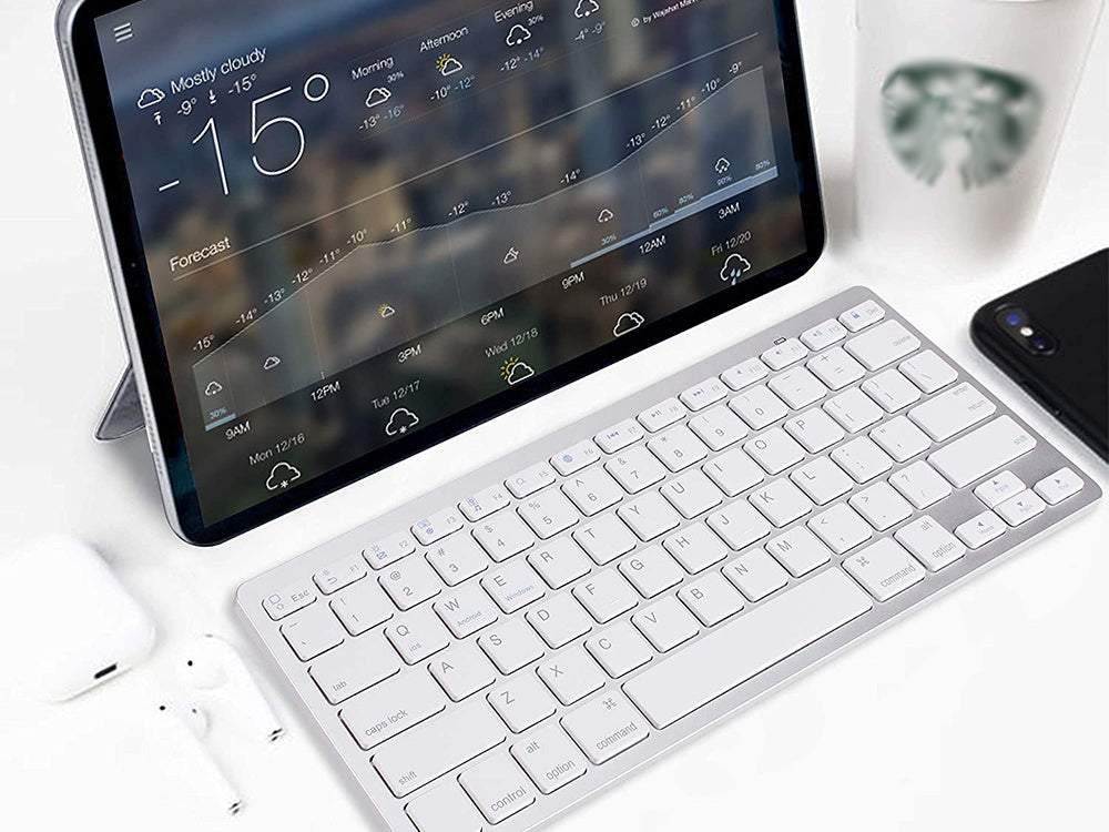 Bezvadu klaviatūra – plāna bluetooth tastatūra PC, MAC, iPad