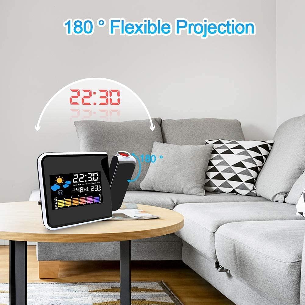 Pulkstenis laikapstākļu stacija ar LED projektoru