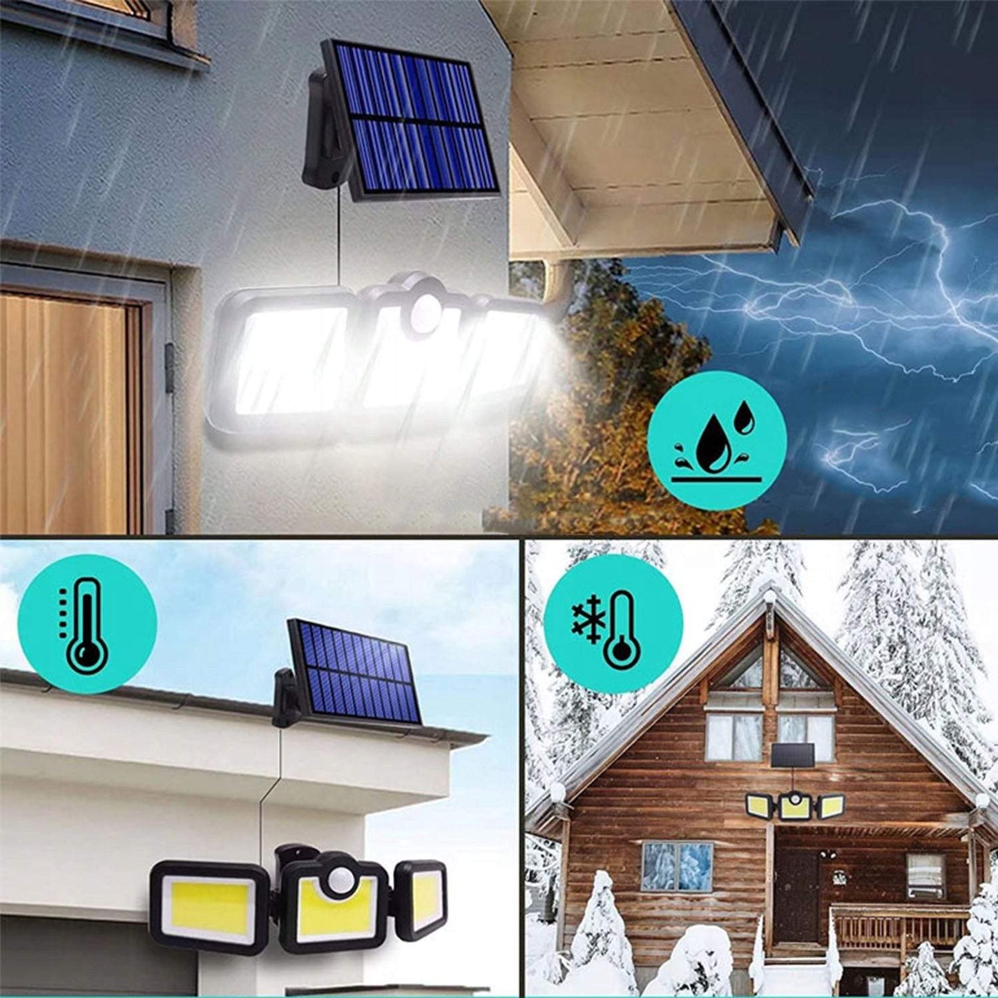 Āra lampa ar saules paneli un tālvadības pulti 108 COB LED, trīs segmenti