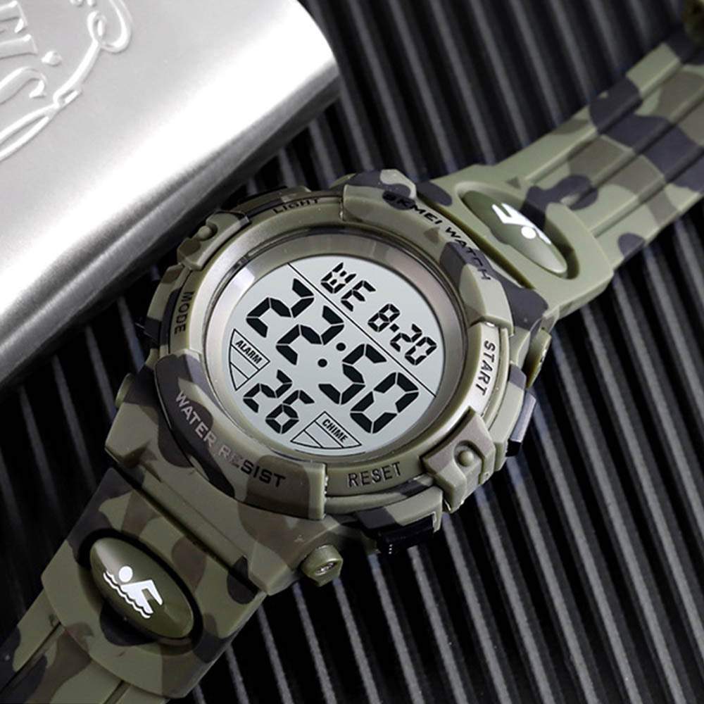 Bērnu kvarca pulkstenis kamuflāža ūdensizturīgs