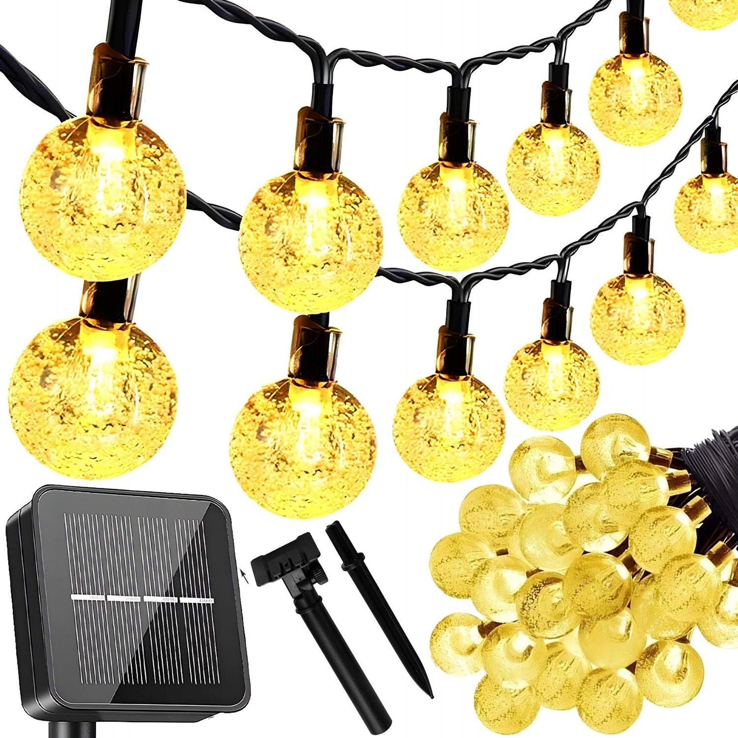 LED lampiņu virtene ar saules paneli - 10m