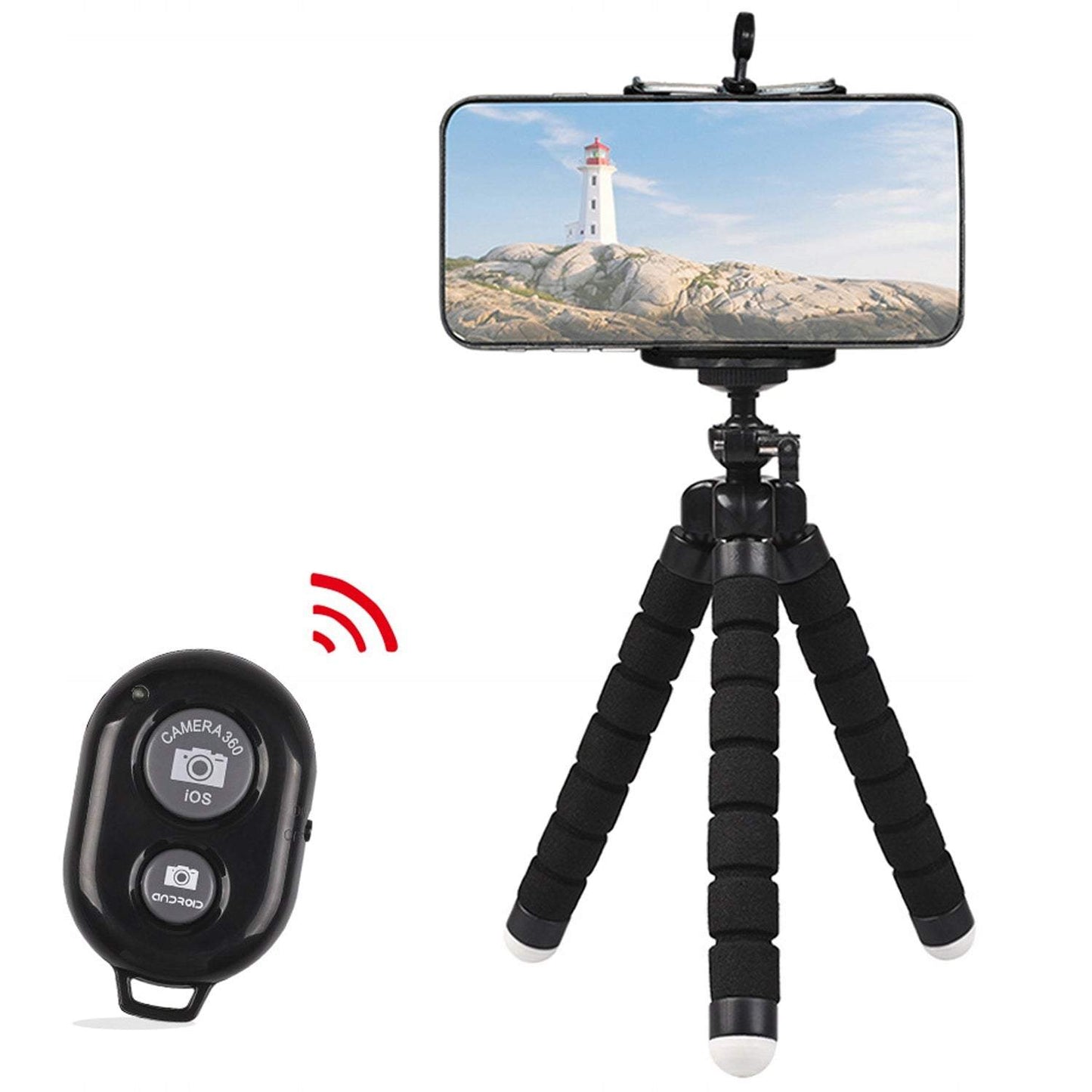 Statīvu komplekts telefonam, divu trīskāju komplekts ar telefona turētāju un tālvadības pulti