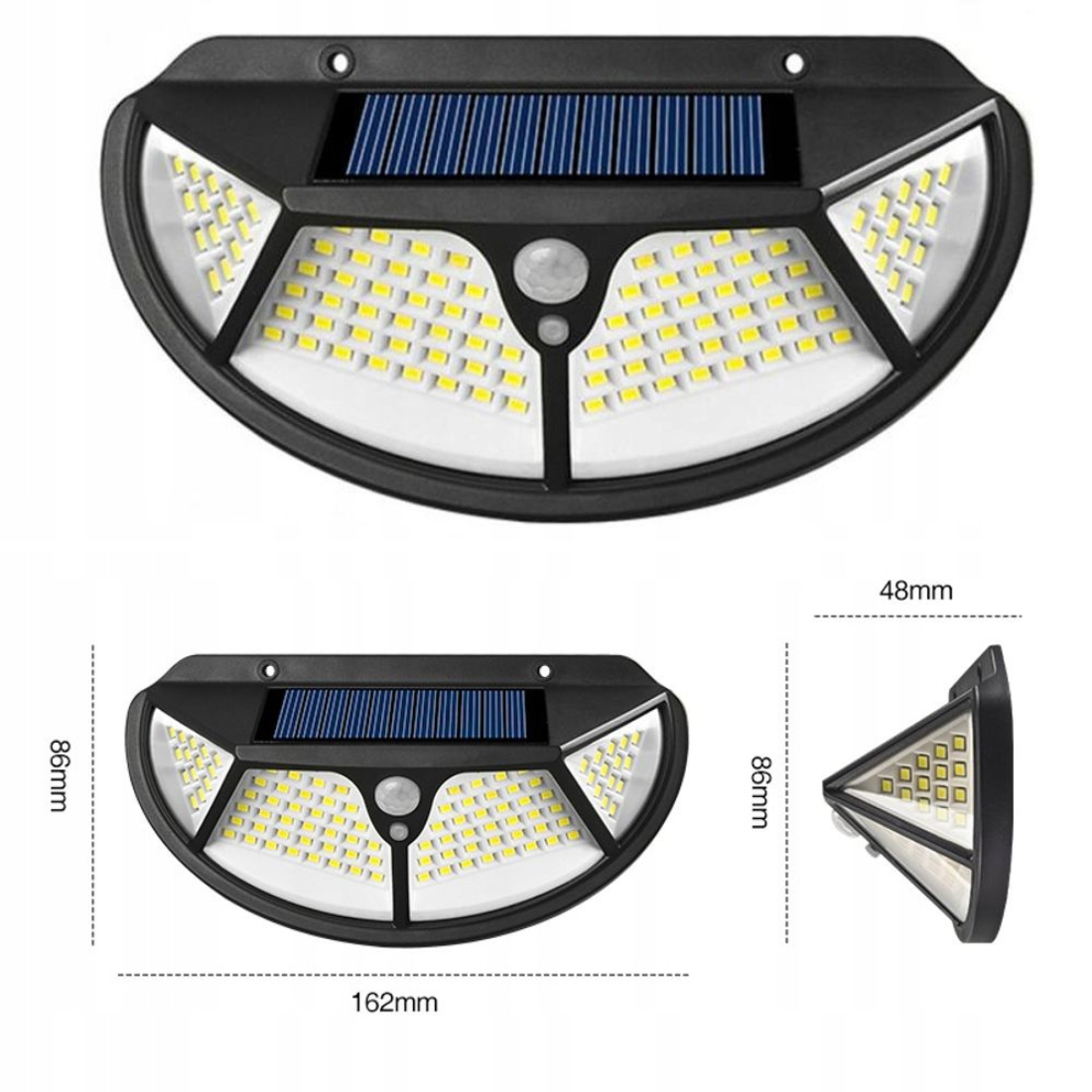 Ārā lampa ar saules paneļiem un kustības sensoru ūdensizturīga