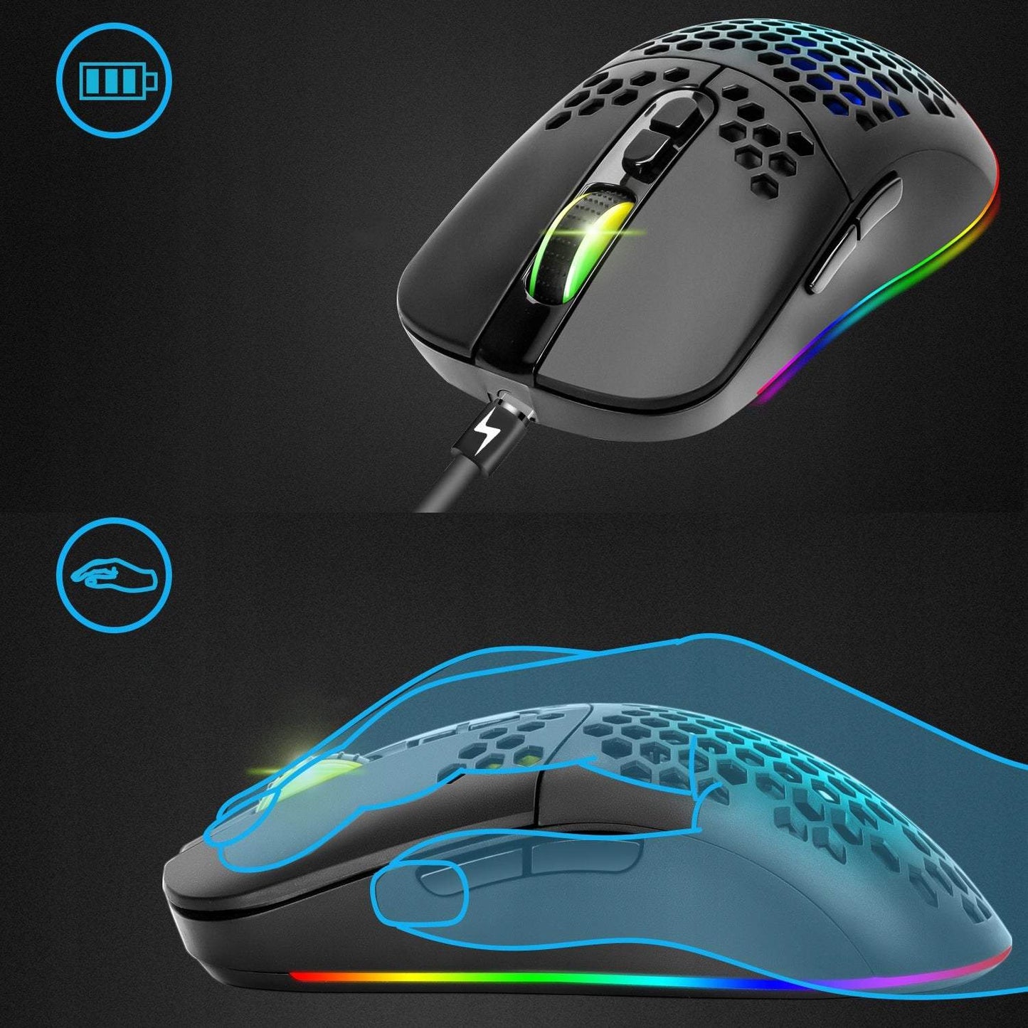 Bezvadu spēļu pele RGB (Bluetooth 2.4 GHz)