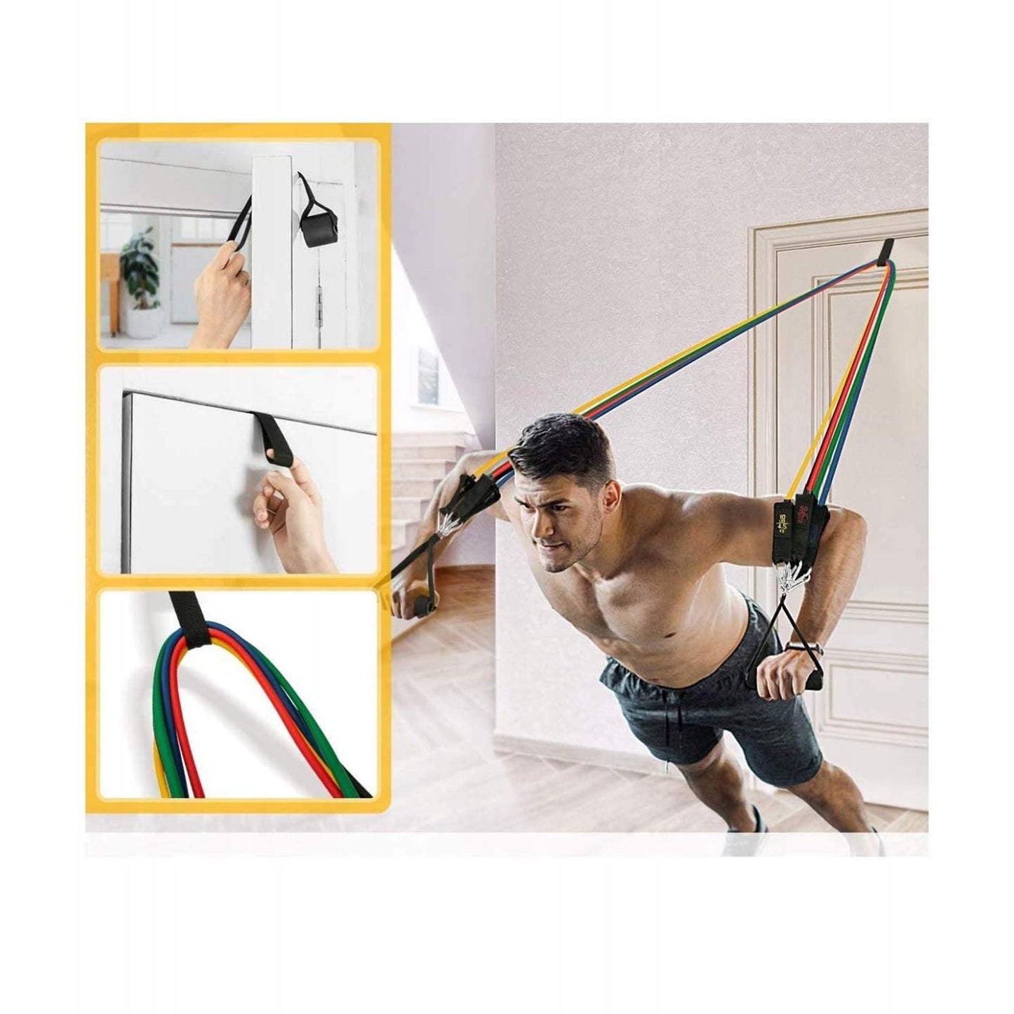 Pretestības gumiju komplekts treniņiem ar rokturiem, 5gab