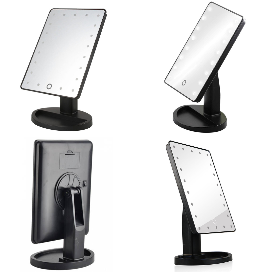 Taisnstūra grozāms makeup spogulis ar 16 LED