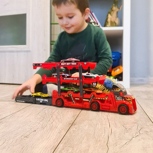 Kravas automašīnas komplekts ar 6 viieglajiem auto