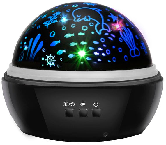 Nakts lampa ar projektoru - melna