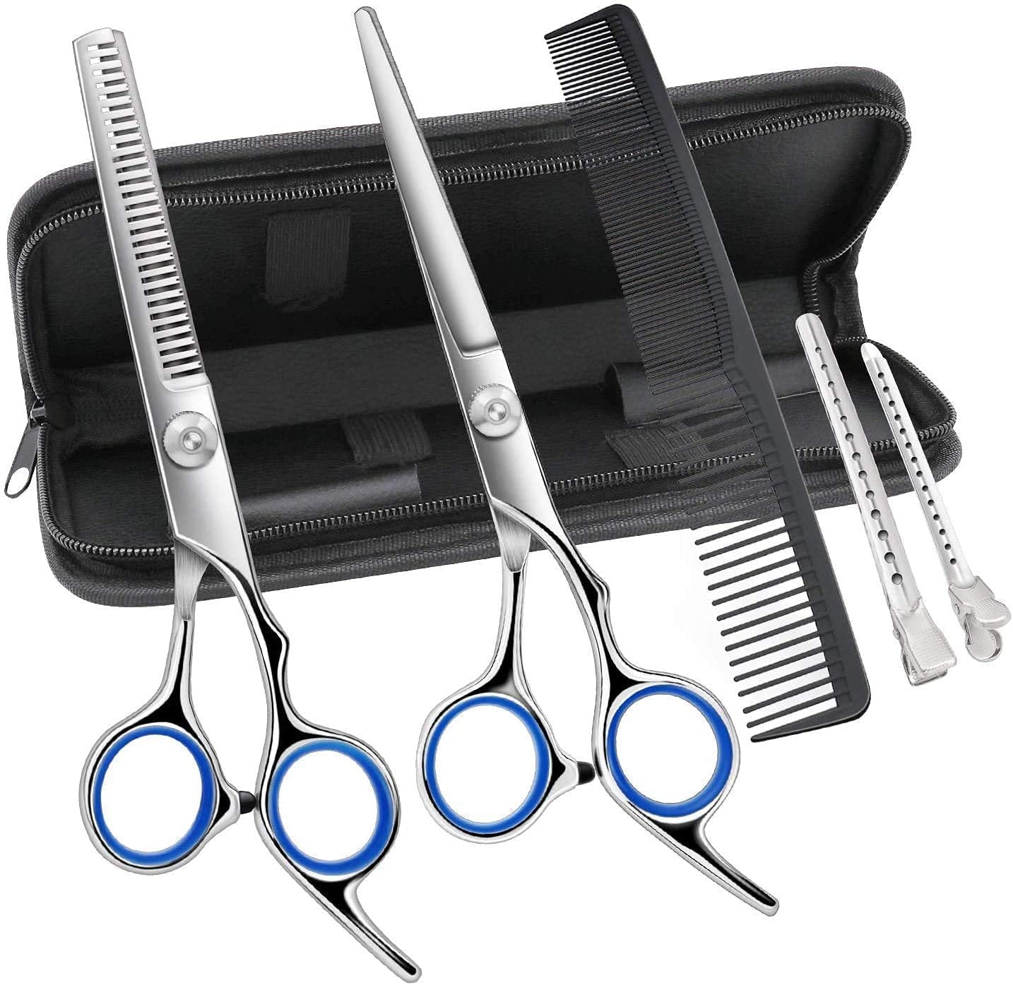 Friziera komplekts matu griešanai (šķēres, retināšanas šķēres, ķemme)