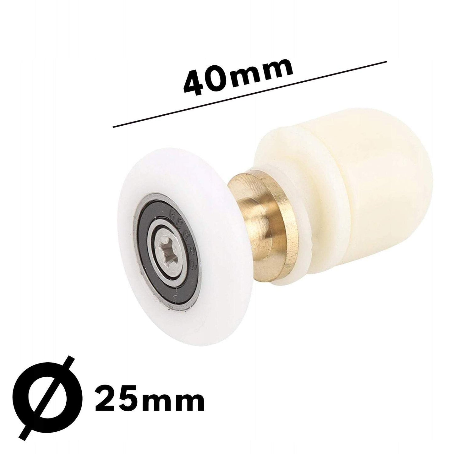 Riteņi dušas durvīm 8 gab. 25 mm