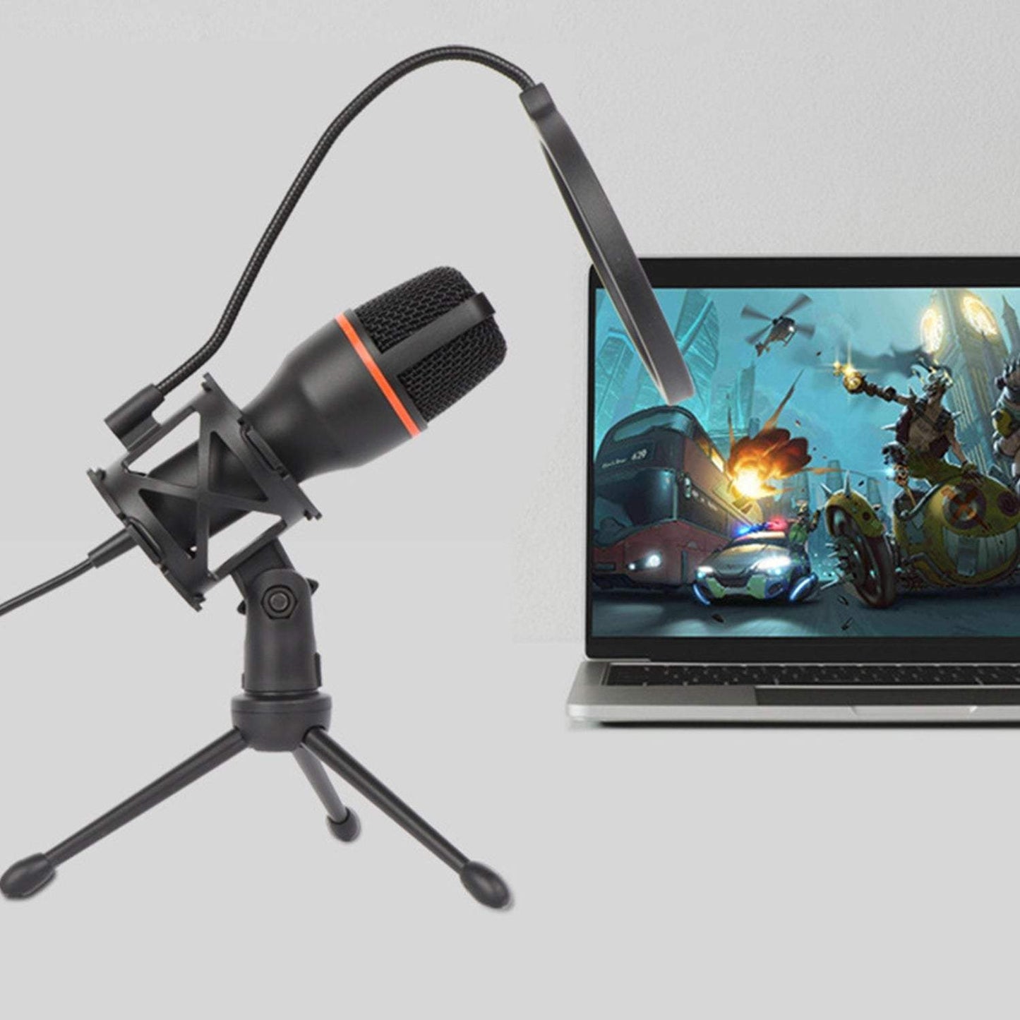 Mikrofons ar filtru un USB kabeli, audio ierakstīšanai, ar RGB apgaismojumu