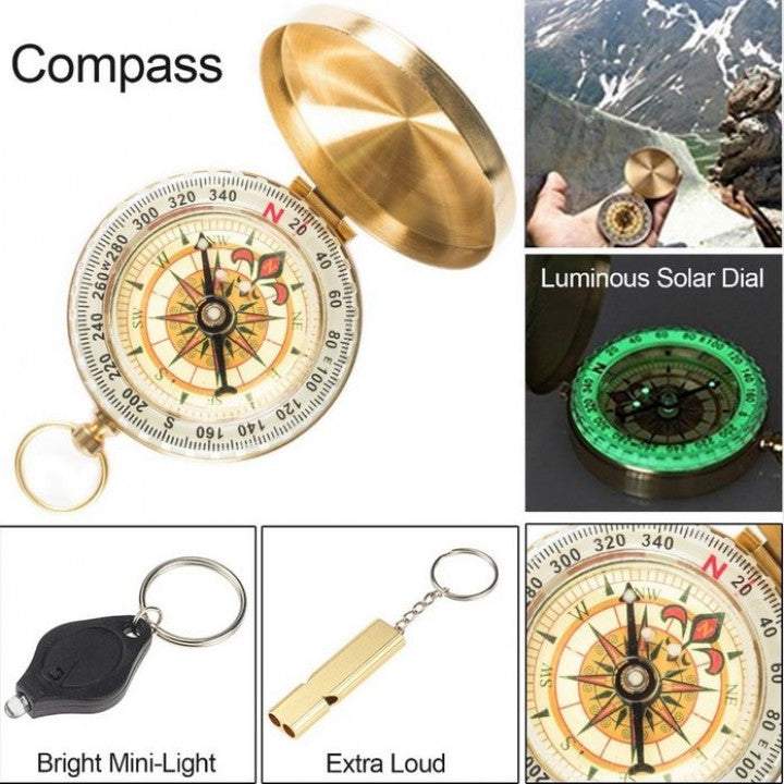 Izdzīvošanas komplekts 10 piederumi (daudzfunkcionālā vizītkarte, nazis, taktiskā pildspalva, lukturis)