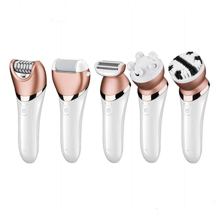 Ķermeņa kopšanas ierīce 5in1, epilators, sieviešu skuveklis, masieris, pēdu vīle, sejas birstīte