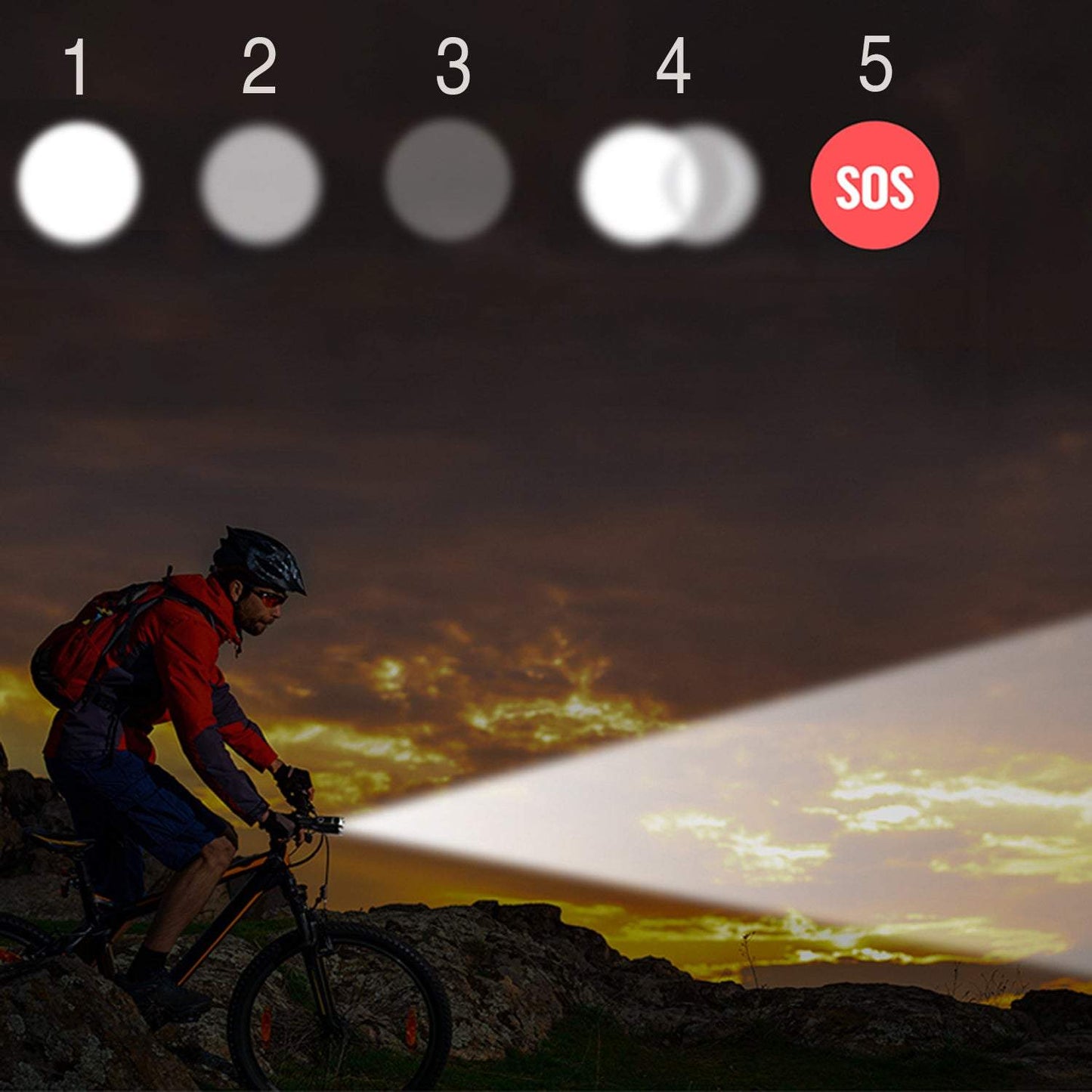 Taktiskais lukturis ar 5 gaismas režīmiem, metālisks