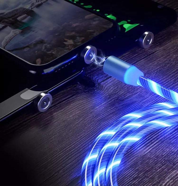 Lādētājs - spīdīgs vads ar magnētiskiem uzgaļiem (Micro USB, type-C, iPhone lightning)
