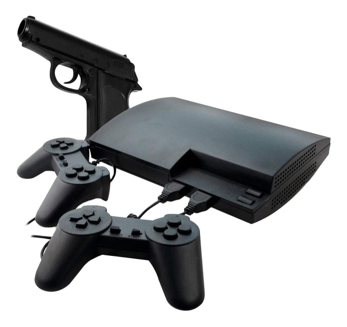 Spēļu konsole ar 2 pultīm un pistoli