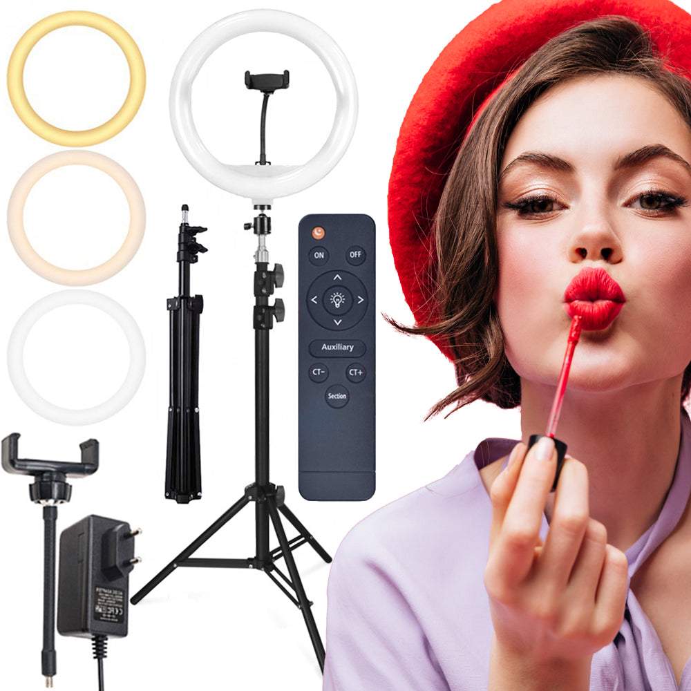 LED lampa - riņķis, 30cm ar 2m statīvu un telefona turētāju