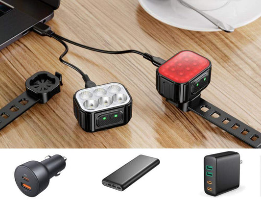 Velosipēda lukturi aizmugurējais + priekšējais ūdensizturīgas